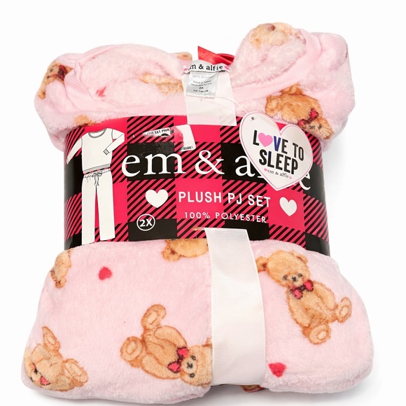 Em & Alfie Other - NWT em & alfie Pink Teddy Bear plush pj set, 2X